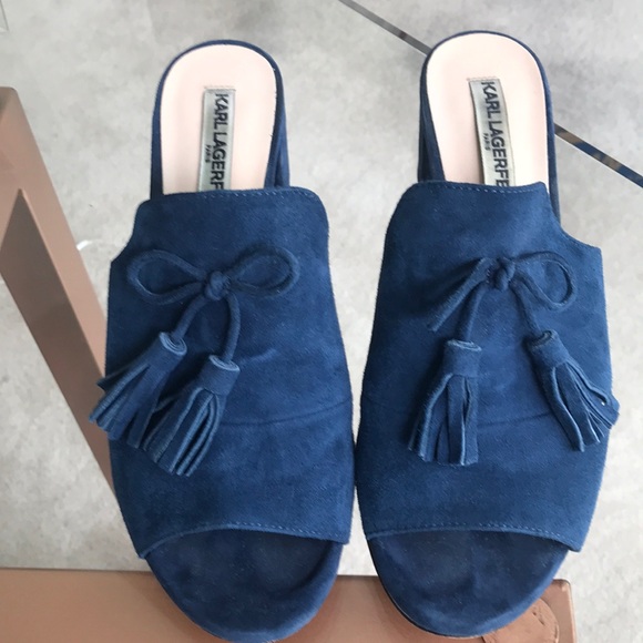Karl Lagerfeld Shoes - Karl Lagerfeld Navy Blue Suede Mule